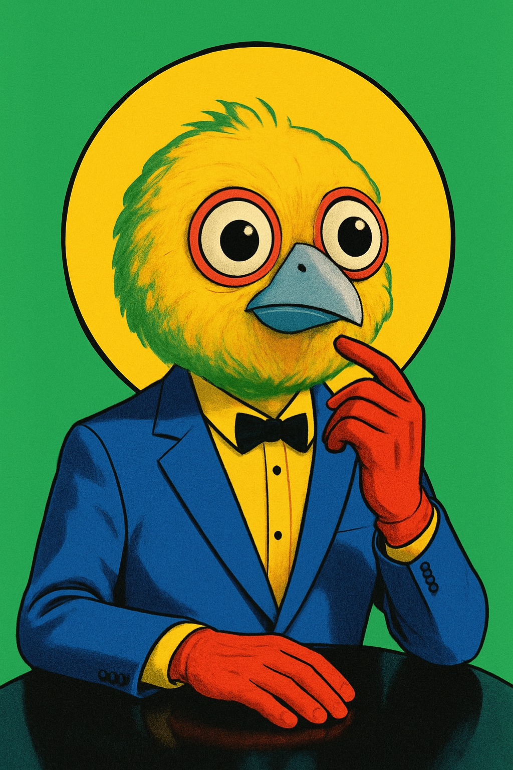 Whimsical Retro Bird Character Illustration Art