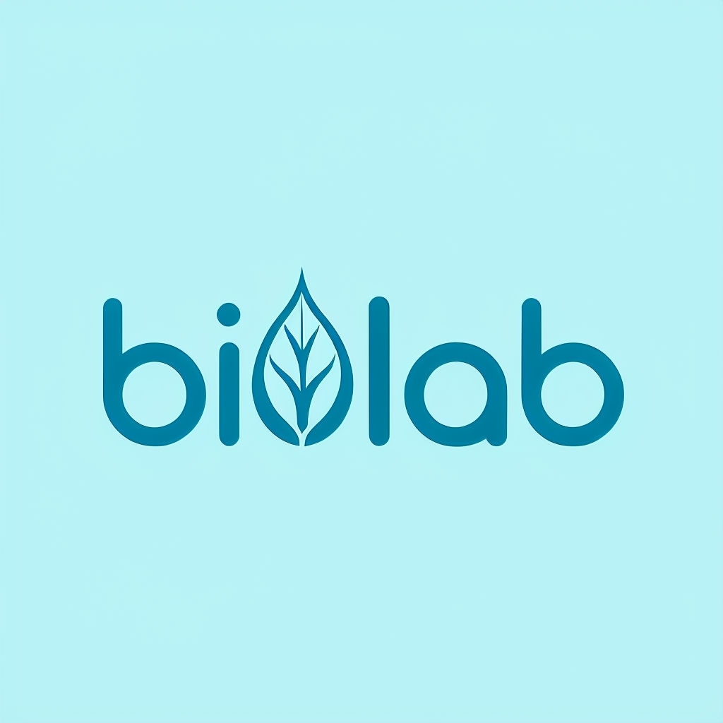 Minimalist Teal Biolab Logo with Stylized Leaf Design Logo