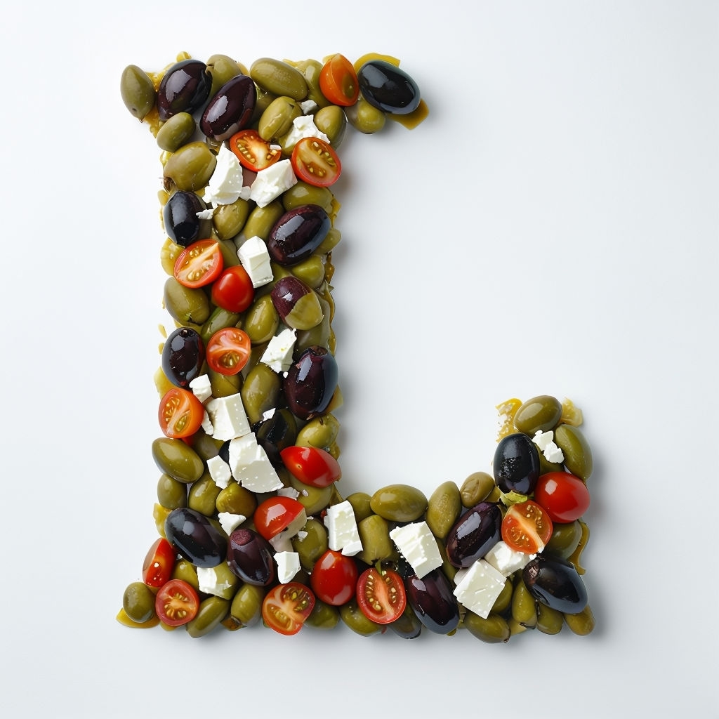 Mediterranean Ingredients Letter L Monogram Art