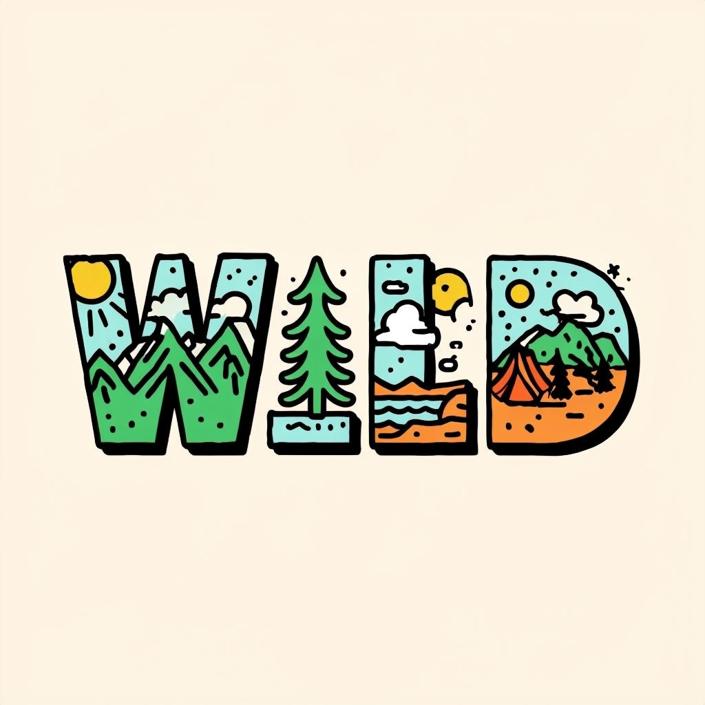 Playful Cartoon Outdoor Scenes WILD Illustration T-Shirt