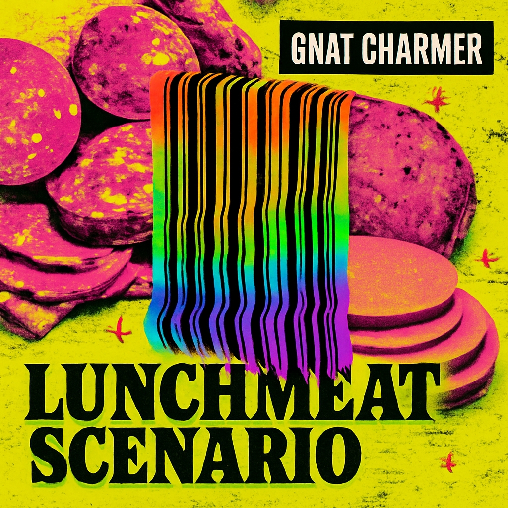 Vibrant Pop Art Lunchmeat Scenario with Glitch Effects Spotify Album Cover