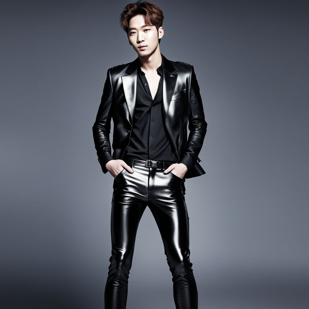 handsome young fitness prince and his knights wearing so tight leather  clothes