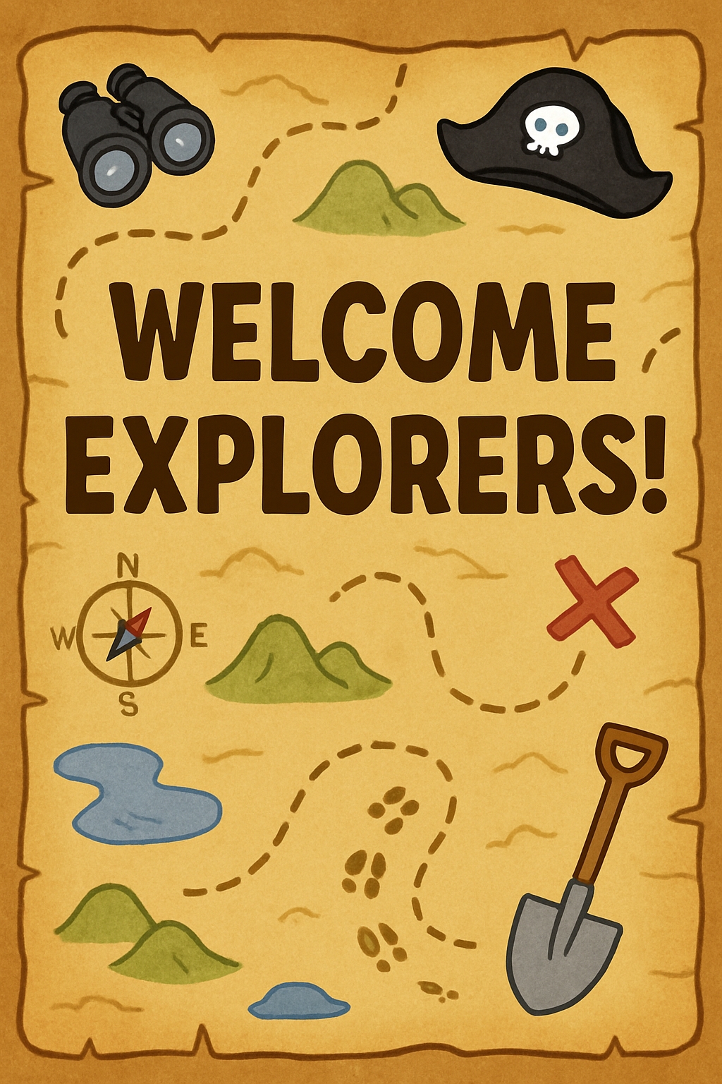 Adventurous Treasure Map Illustration for Event Invitations Cards & Invites