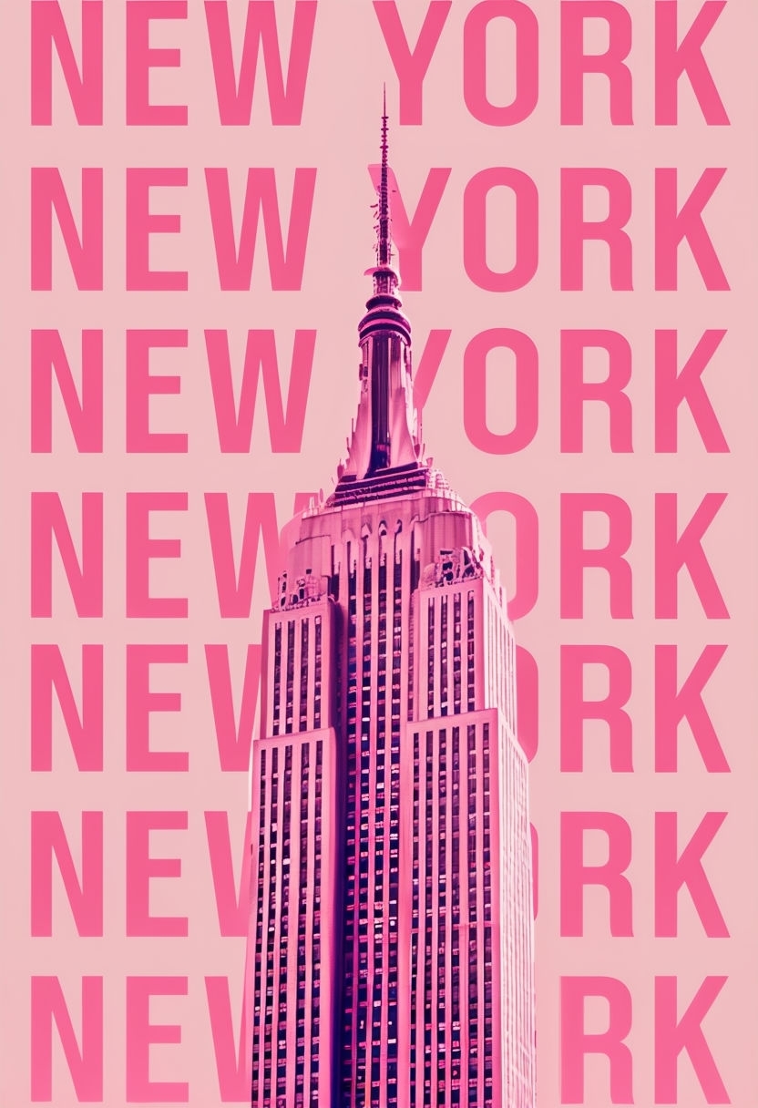 Modern Pink Empire State Building Graphic Design Poster