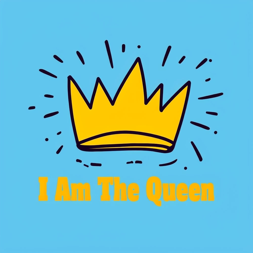 Bright Yellow Crown with "I Am The Queen" Text T-Shirt