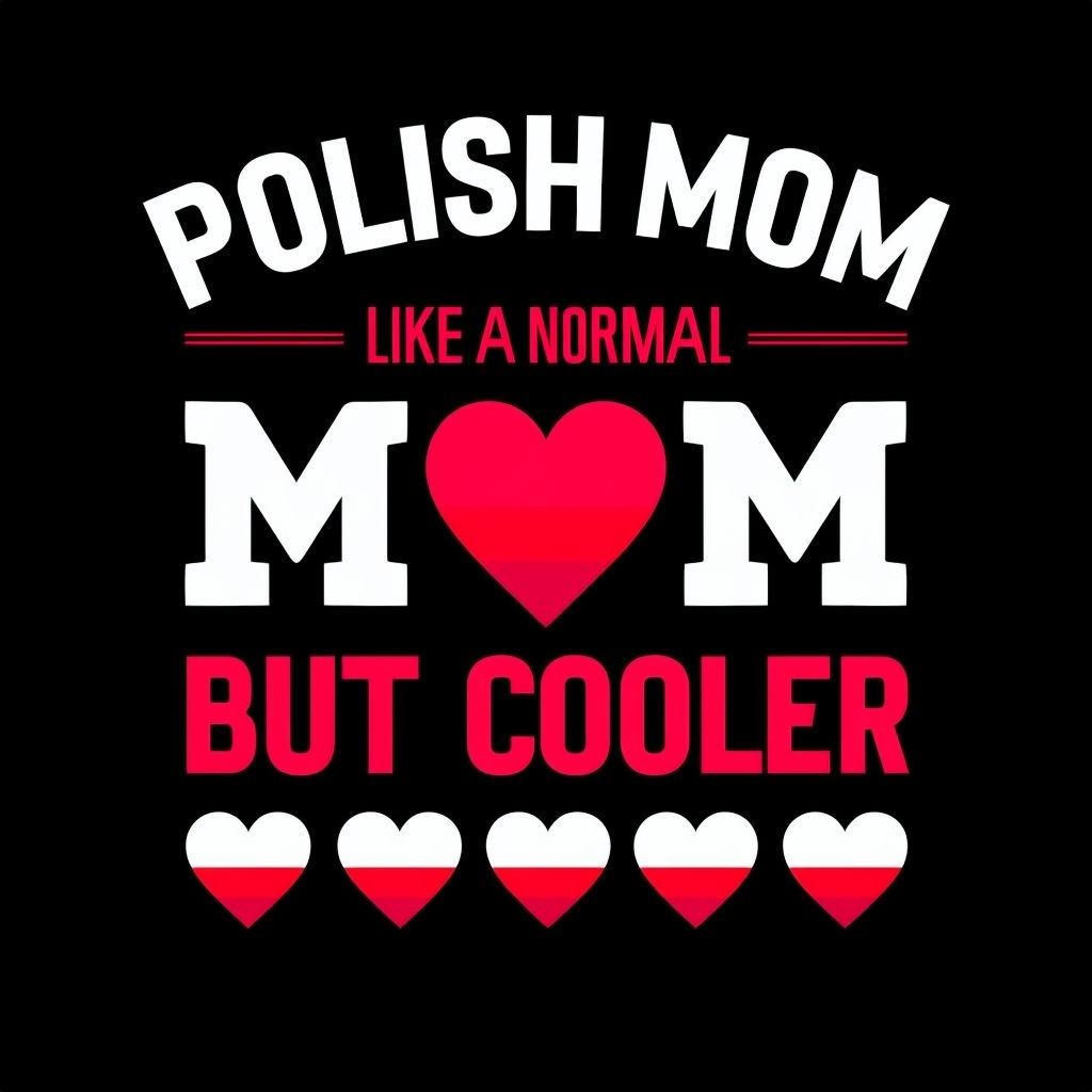 Playful Polish Mom Graphic Design with Hearts T-Shirt
