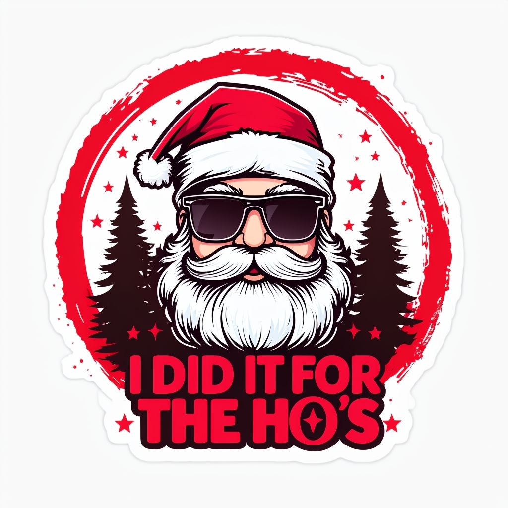 Cool Santa Claus with Sunglasses and Funny Holiday Phrase Sticker