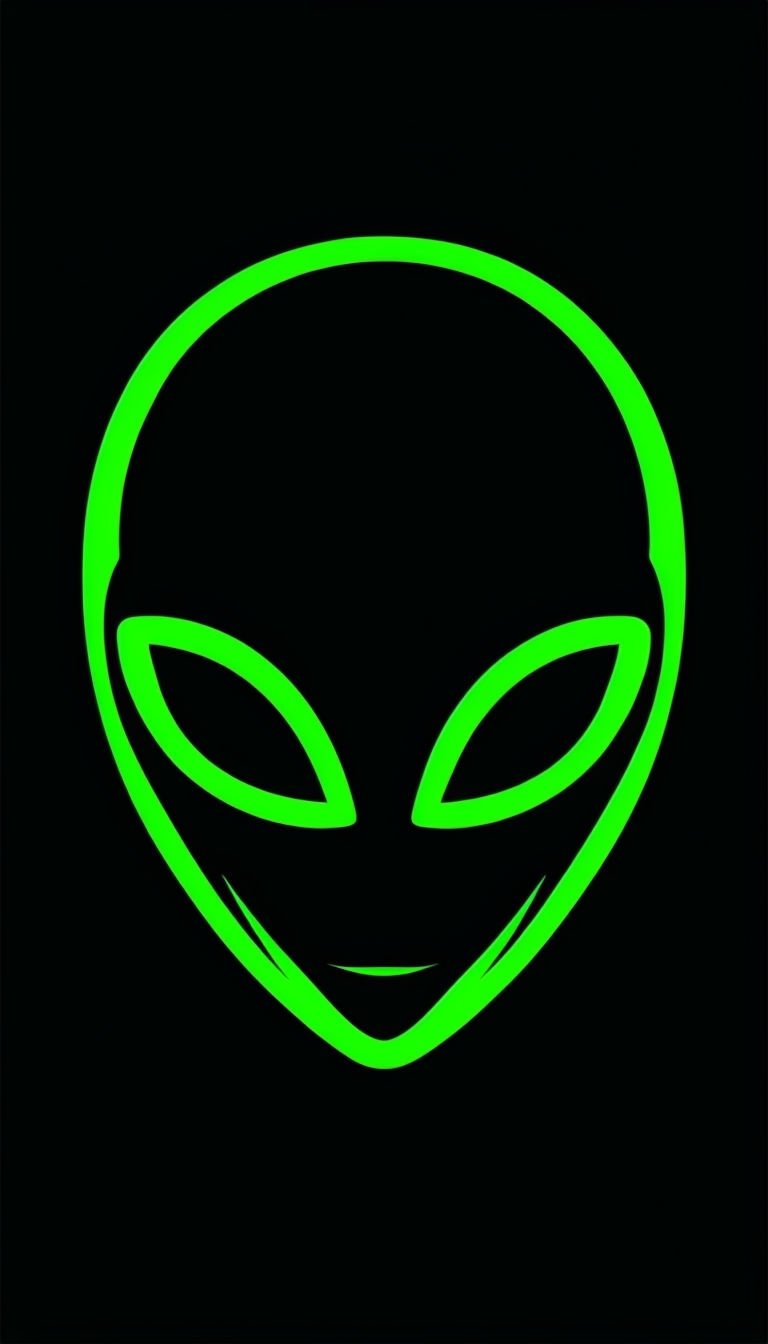 Minimalist Neon Green Alien Face Graphic Phone Case Cover
