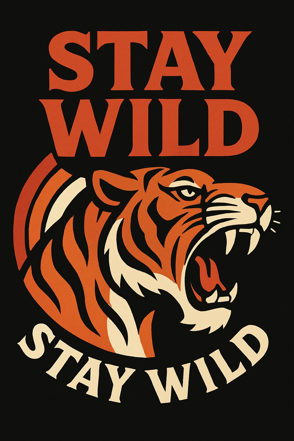 Fierce Vintage Tiger Head Stay Wild Graphic T-Shirt