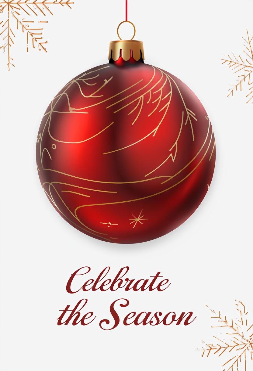 Elegant Red Christmas Ornament with Celebrate the Season Text Social Media Post