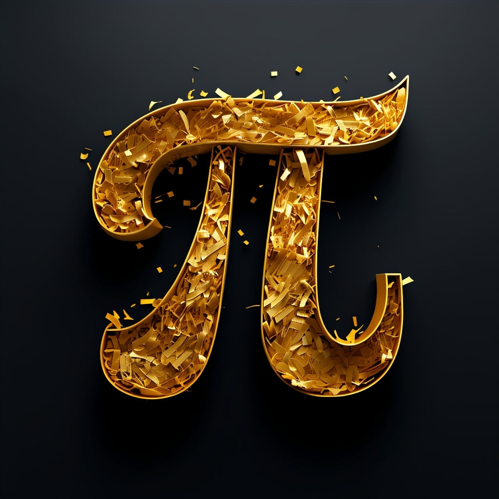 Elegant 3D Gold Pi Symbol on Black Background Monogram