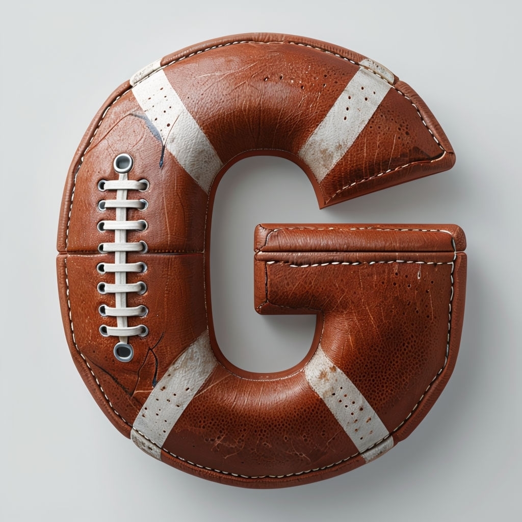 Realistic 3D Leather 'G' American Football Design Monogram