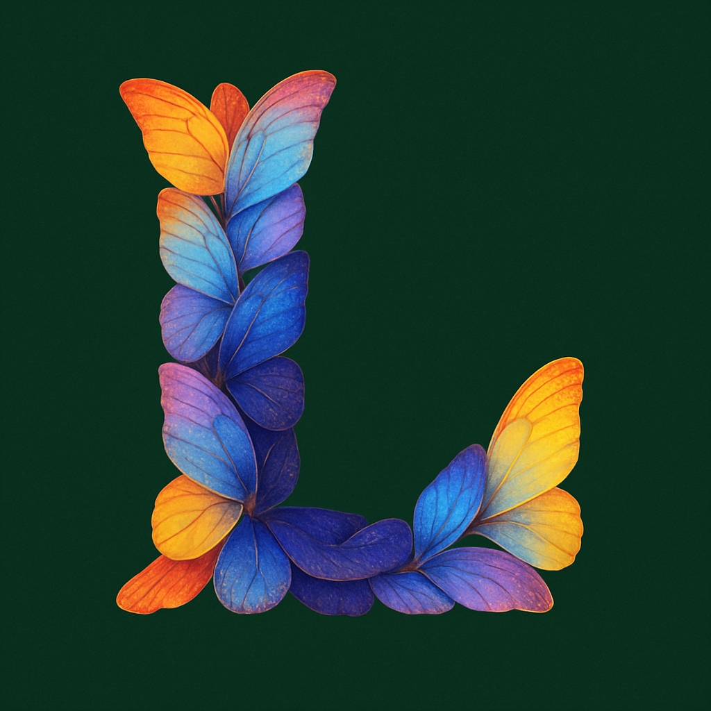 Colorful Butterfly Wings Letter L Design Artwork Monogram