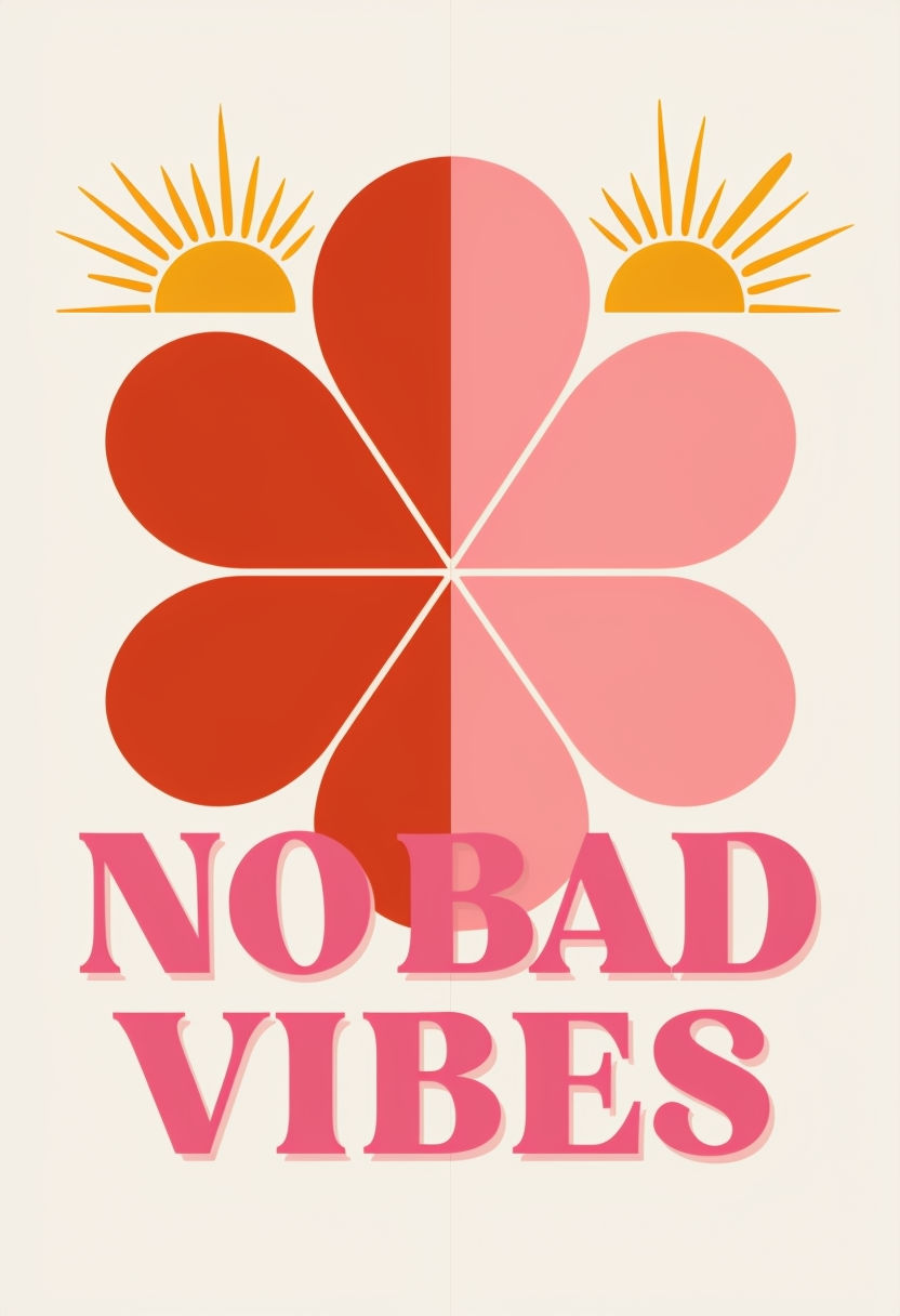 No Bad Vibes Abstract Floral Graphic Art Poster