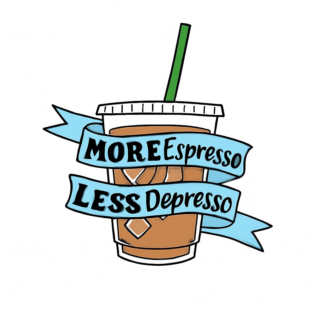Iced Coffee Cup with More Espresso Less Depresso Sticker