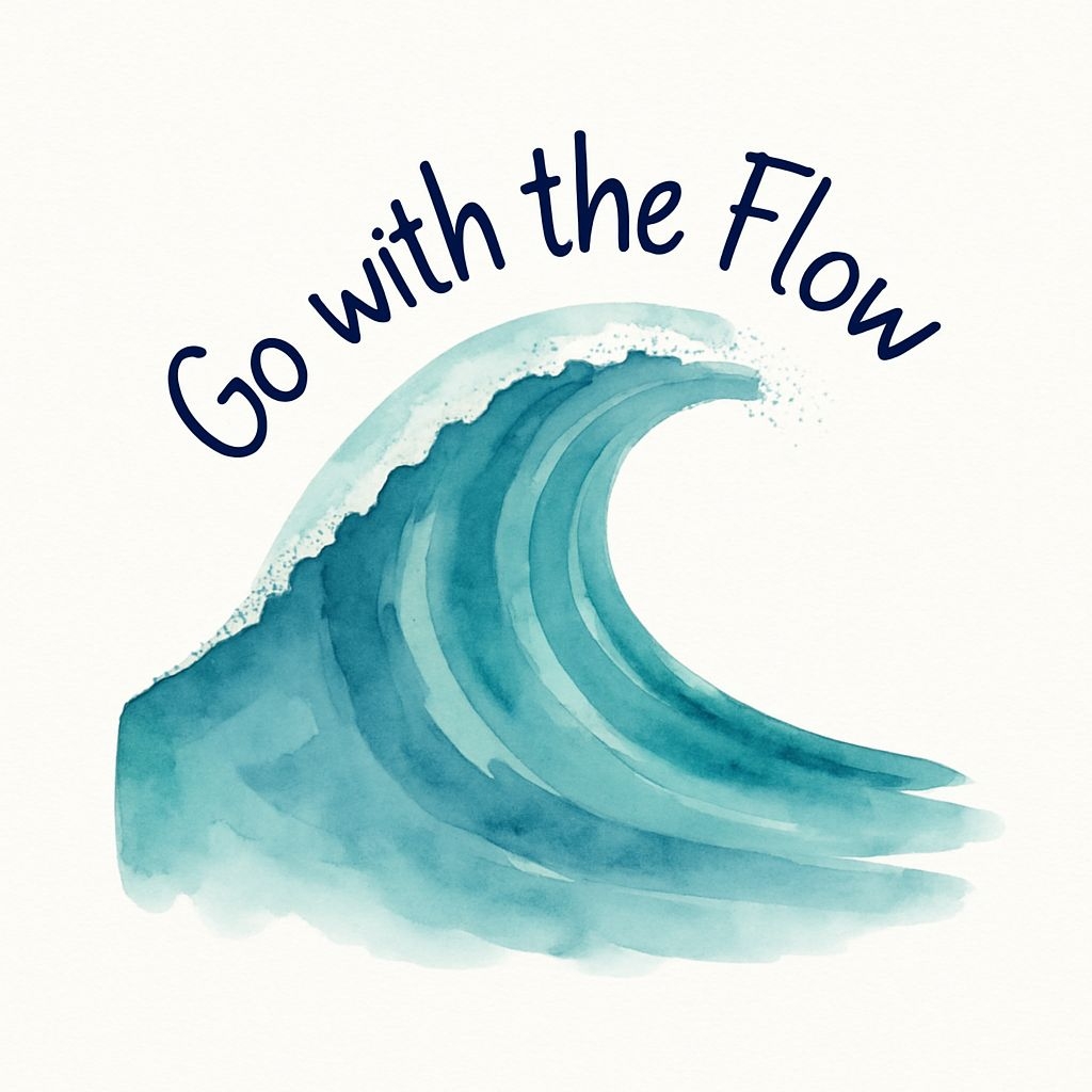 Go with the Flow Ocean Wave Watercolor Illustration Sticker