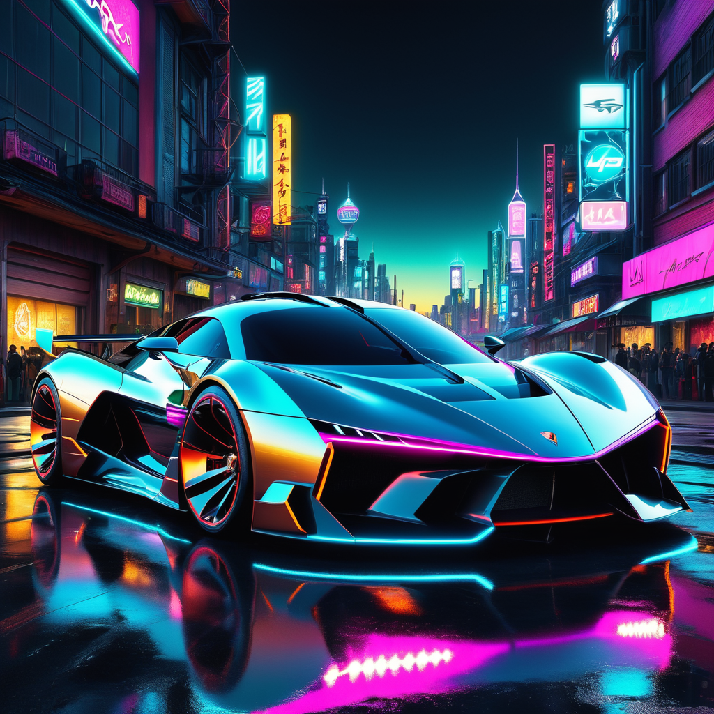 HDR photo of neonpunk style a concept hypercar by Aijunkie - Playground