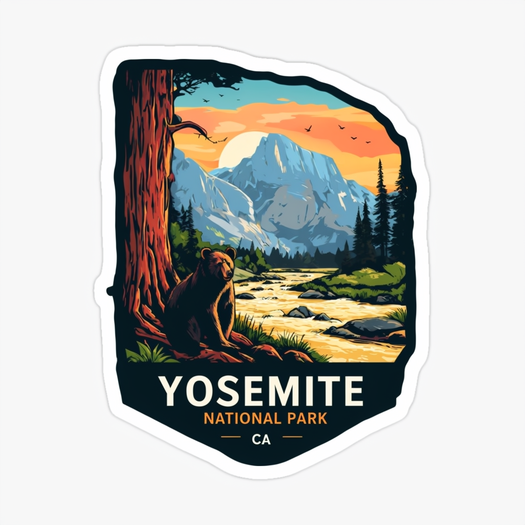 Vibrant Yosemite National Park Bear Sticker