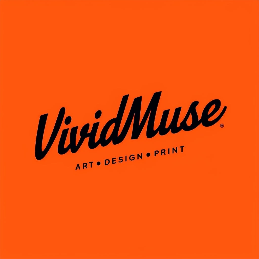 VividMuse Artistic Logo with Modern Typography and Neon Background Logo