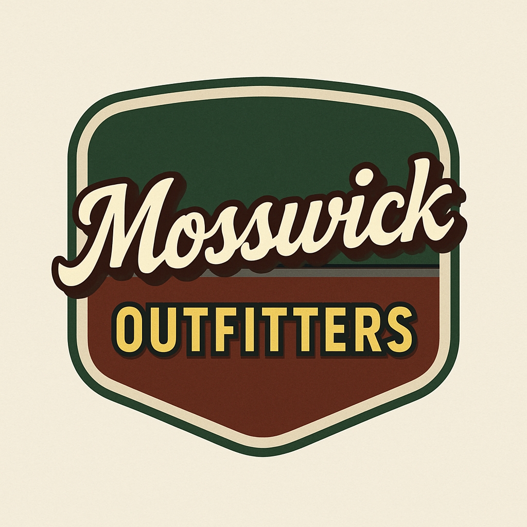 Vintage Mosswick Outfitters Shield Logo with Retro Aesthetic