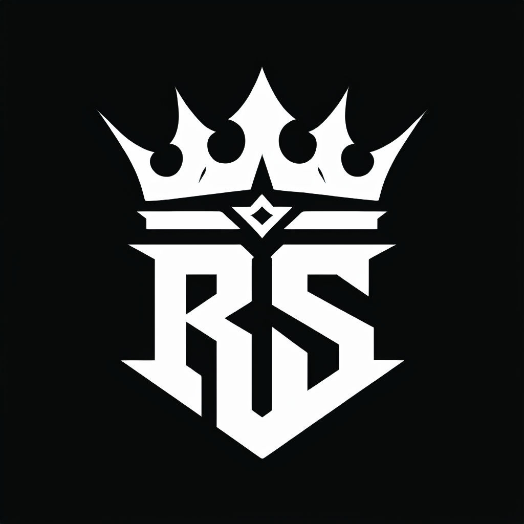 Stylized Crown RS Monogram Logo on Black Background Monogram
