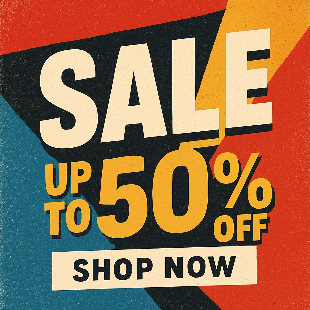 Retro Sale Announcement Poster with Bold Text Design Ads