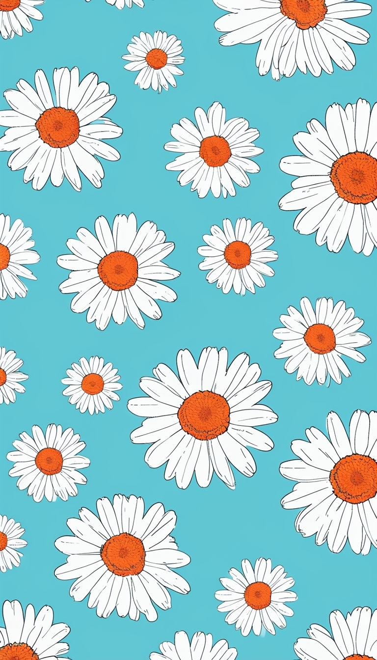 Vibrant Daisy Pattern on Turquoise Background Phone Case Cover