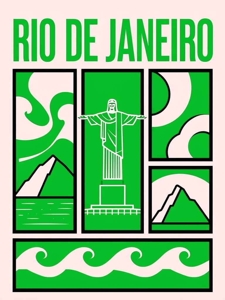 Minimalist Rio de Janeiro Graphic Illustration Poster