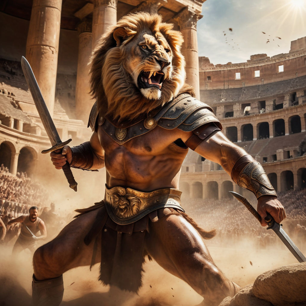 Gladiators Fighting Lions