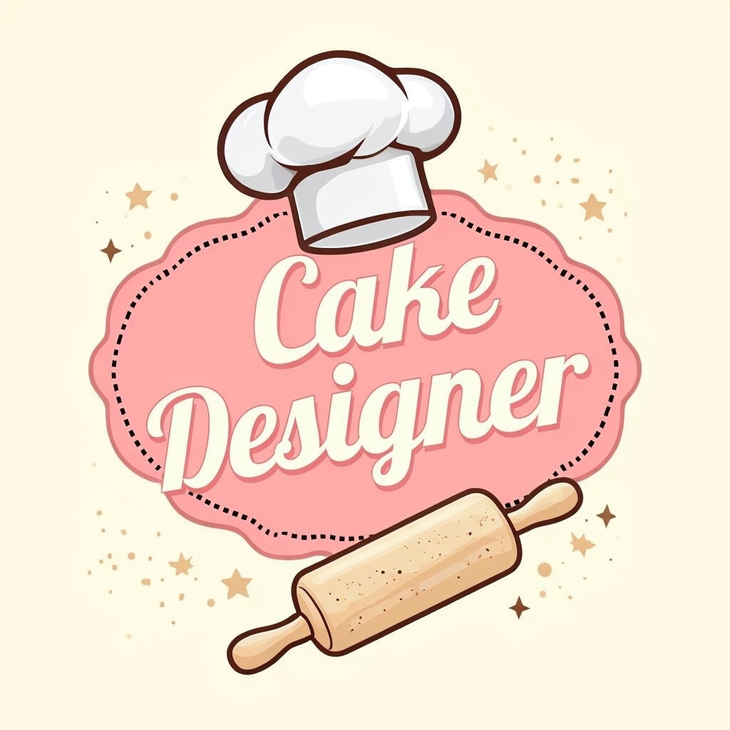 Playful Cake Designer Chef Hat Illustration for Stickers