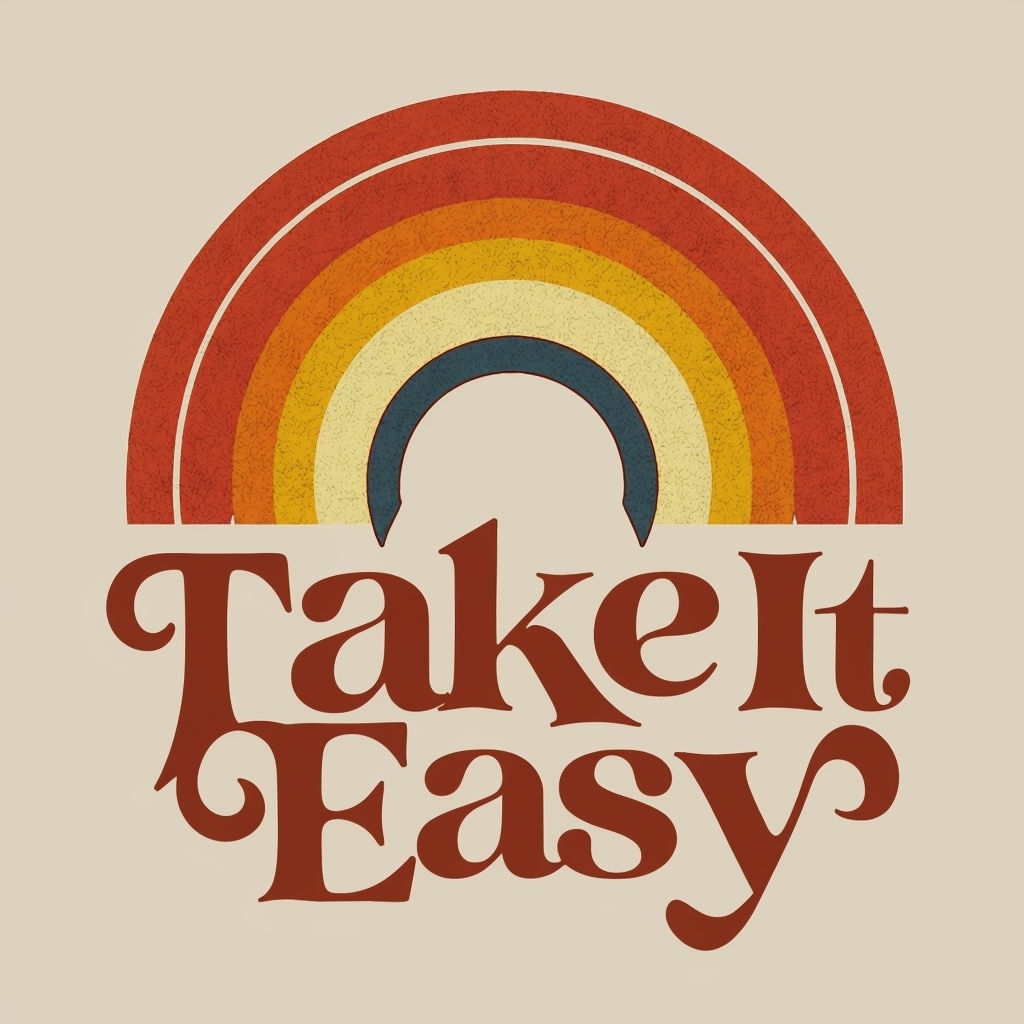 Retro Rainbow Take It Easy Vintage Graphic Art Poster