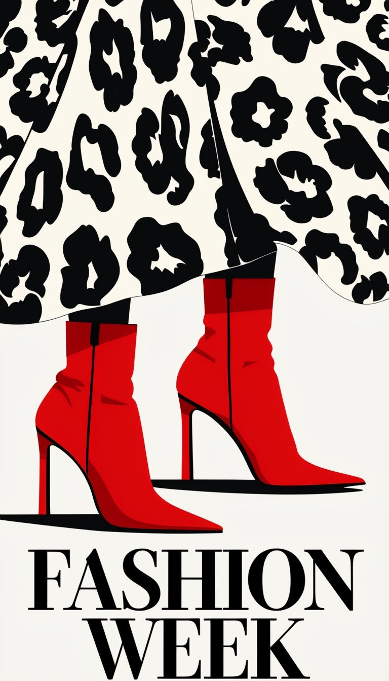 Minimalist Fashion Week Poster with Elegant Wide-Legged Garment