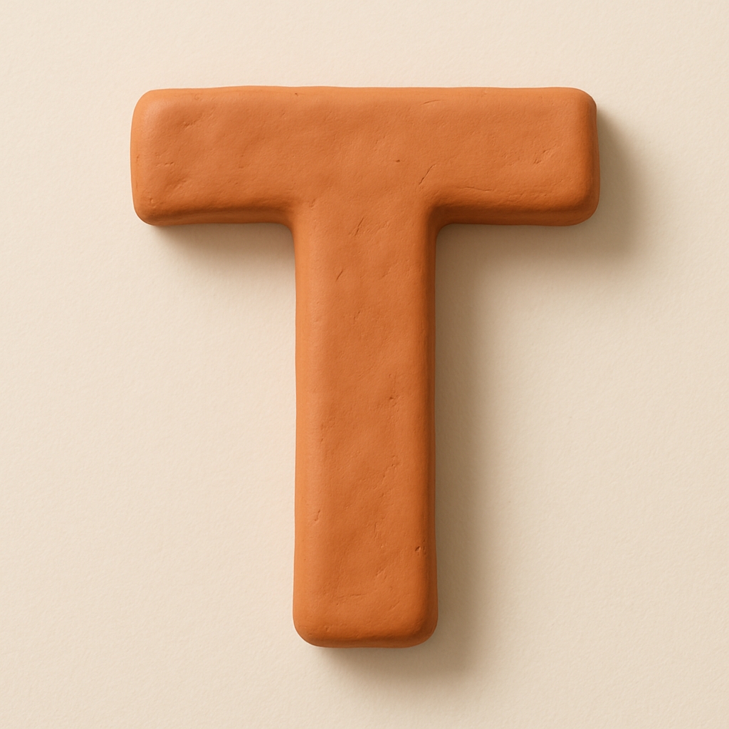 Terracotta Minimalist Letter T Photograph for Home Decor Monogram