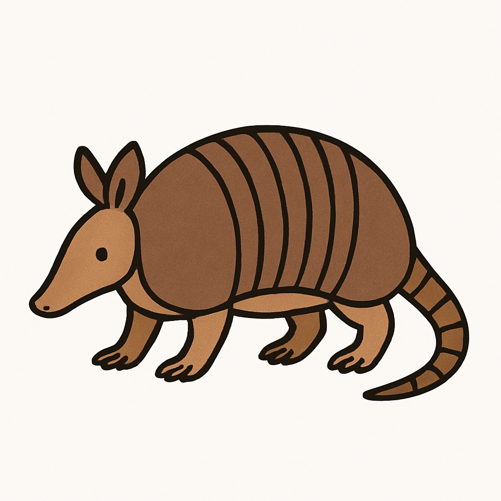 Cartoon Armadillo with Textured Shell Illustration Sticker