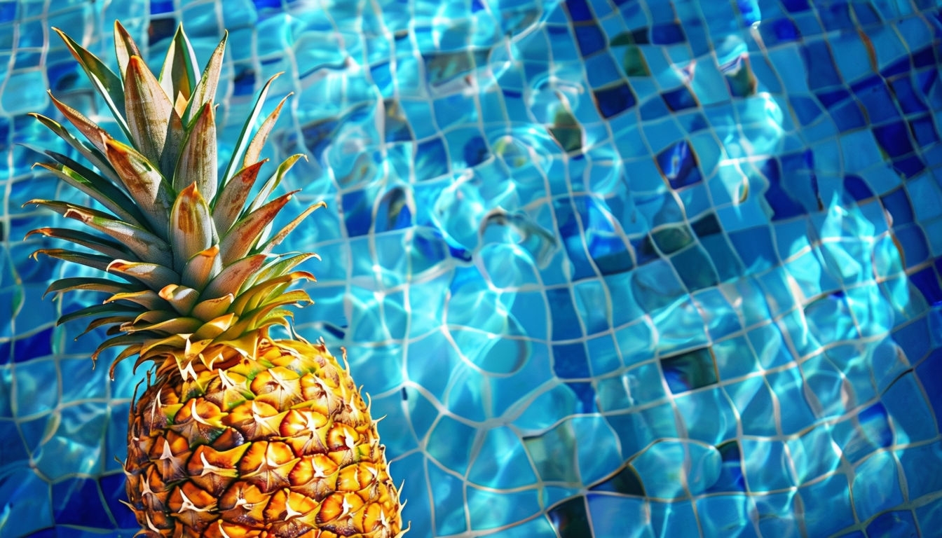 Vibrant Pineapple and Mosaic Pattern Wallpaper for Virtual Backgrounds