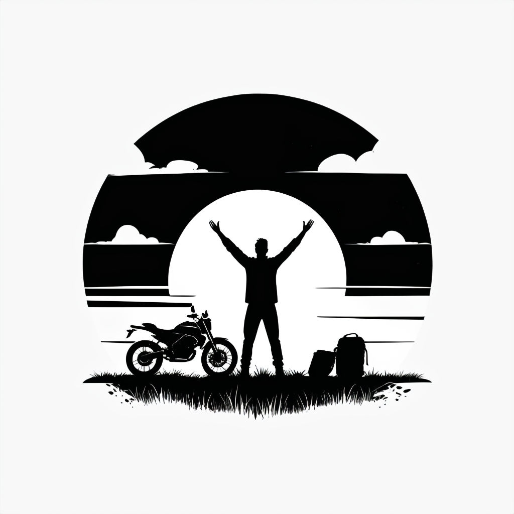 Celebratory Silhouette with Motorcycle and Clouds Mug