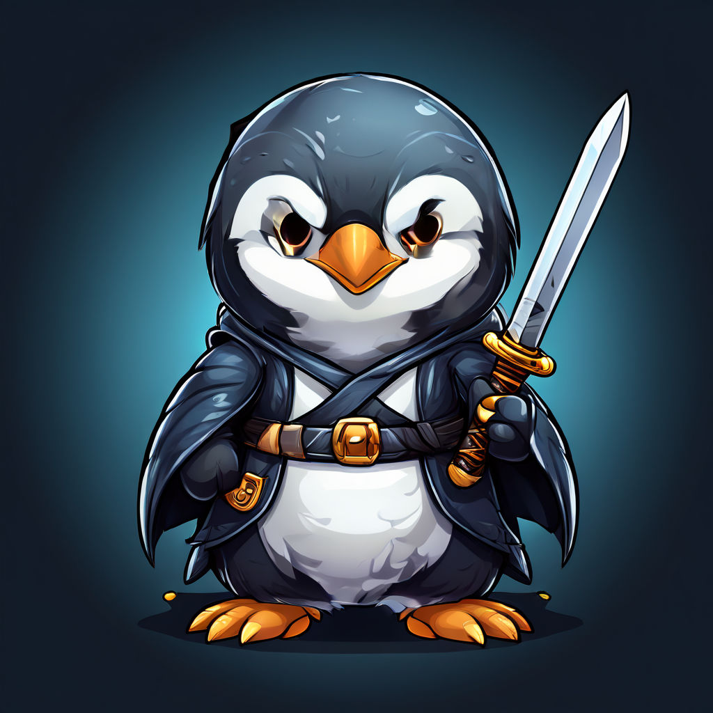 Cartoon 2d penguin with katana head front avatar by Muhammad Shayan Ali ...