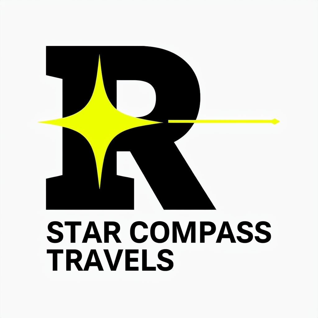Bold Star Compass Travels Logo with Geometric Elements