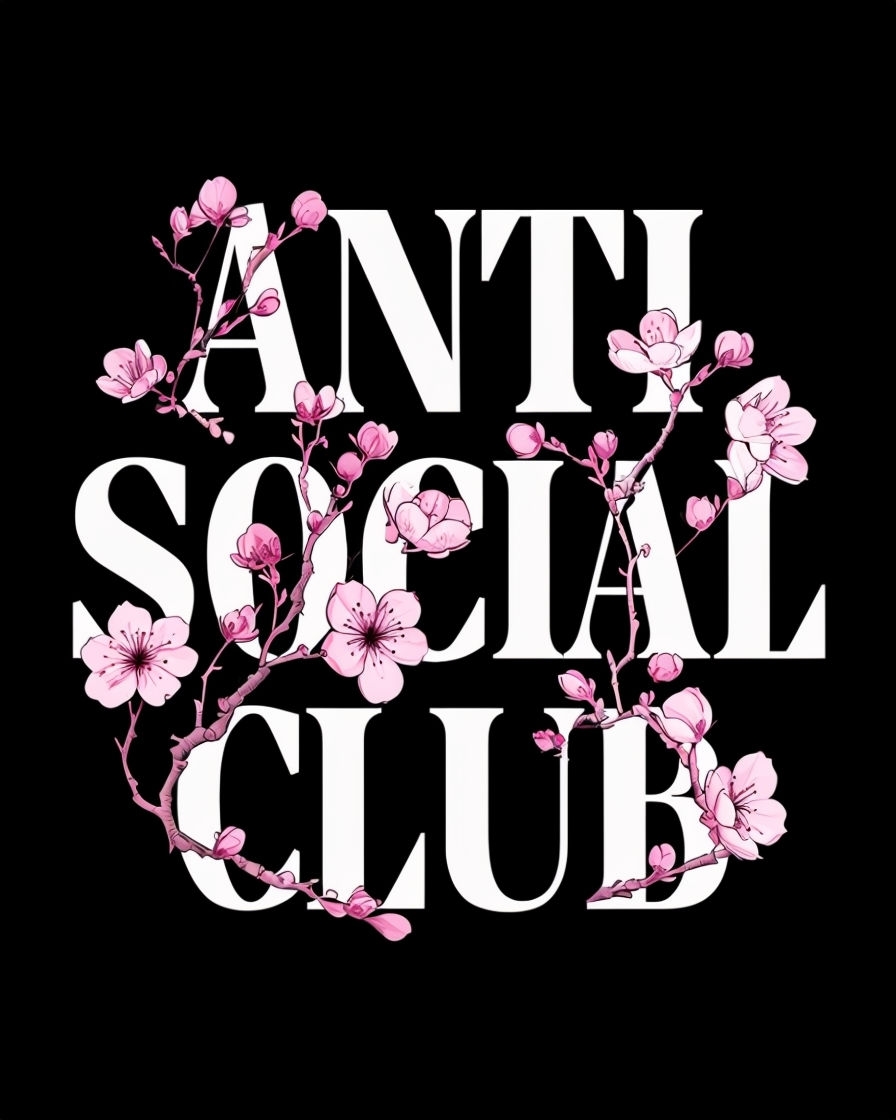 Bold Anti Social Club with Cherry Blossoms T-Shirt