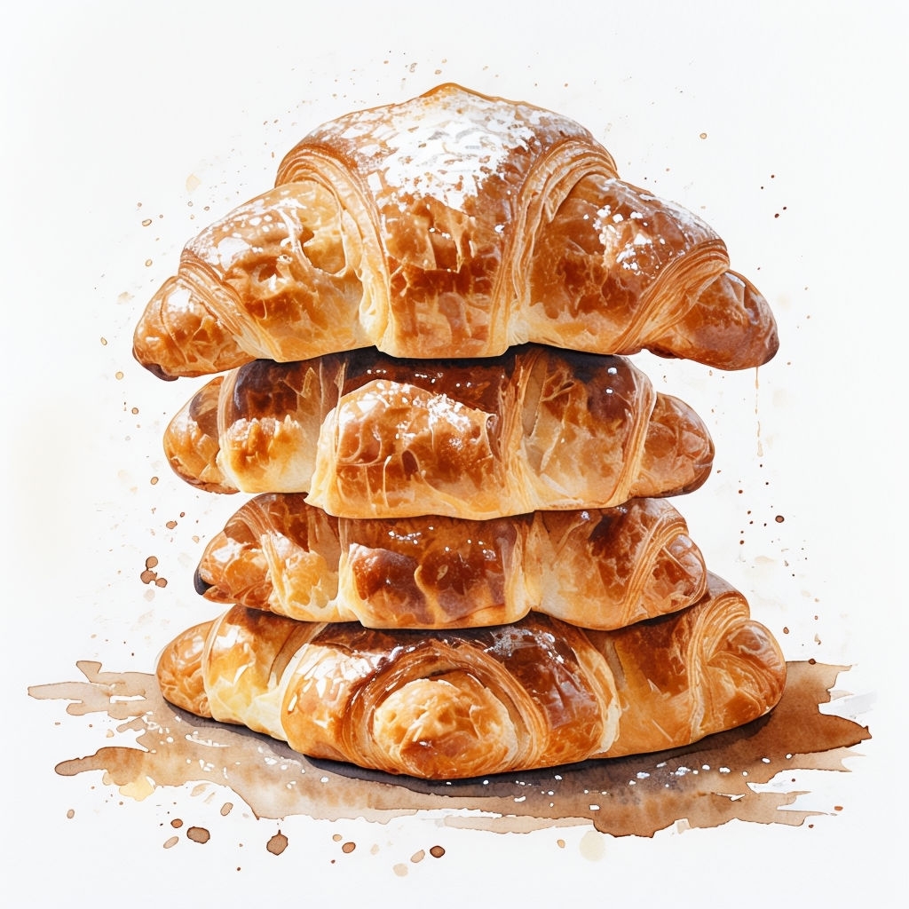 Freshly Baked Golden Croissants Watercolor Painting Mug