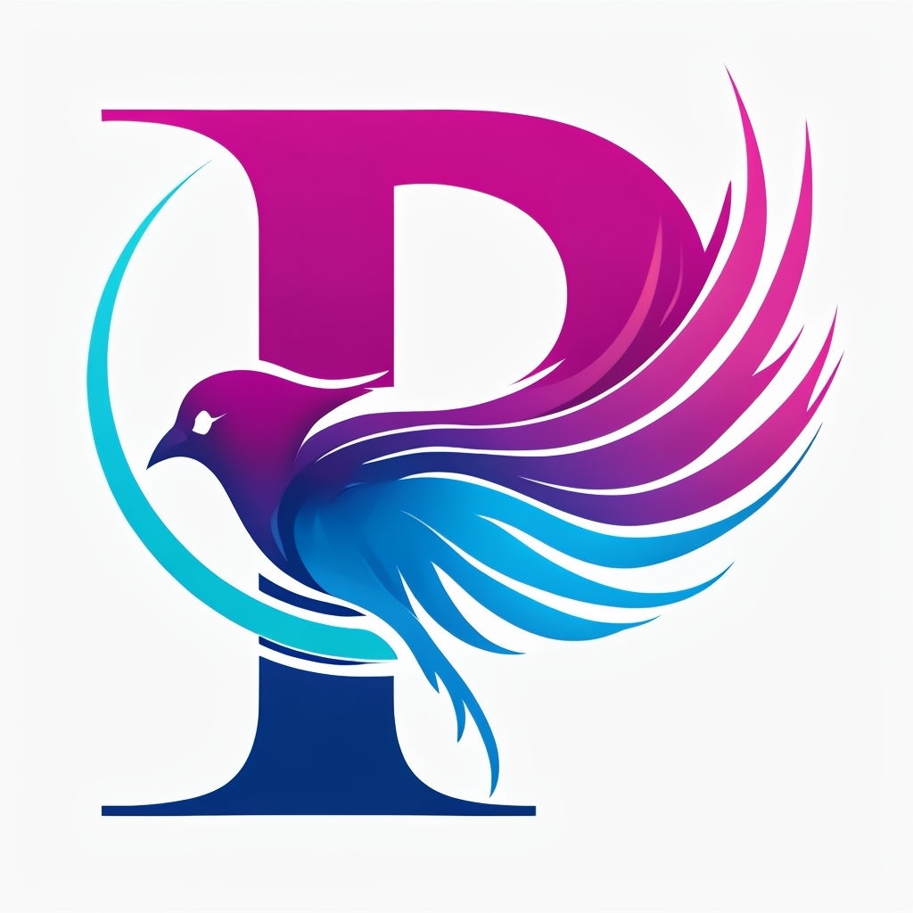Vibrant Modern Logo Design Featuring Stylish Letter P and Bird Monogram