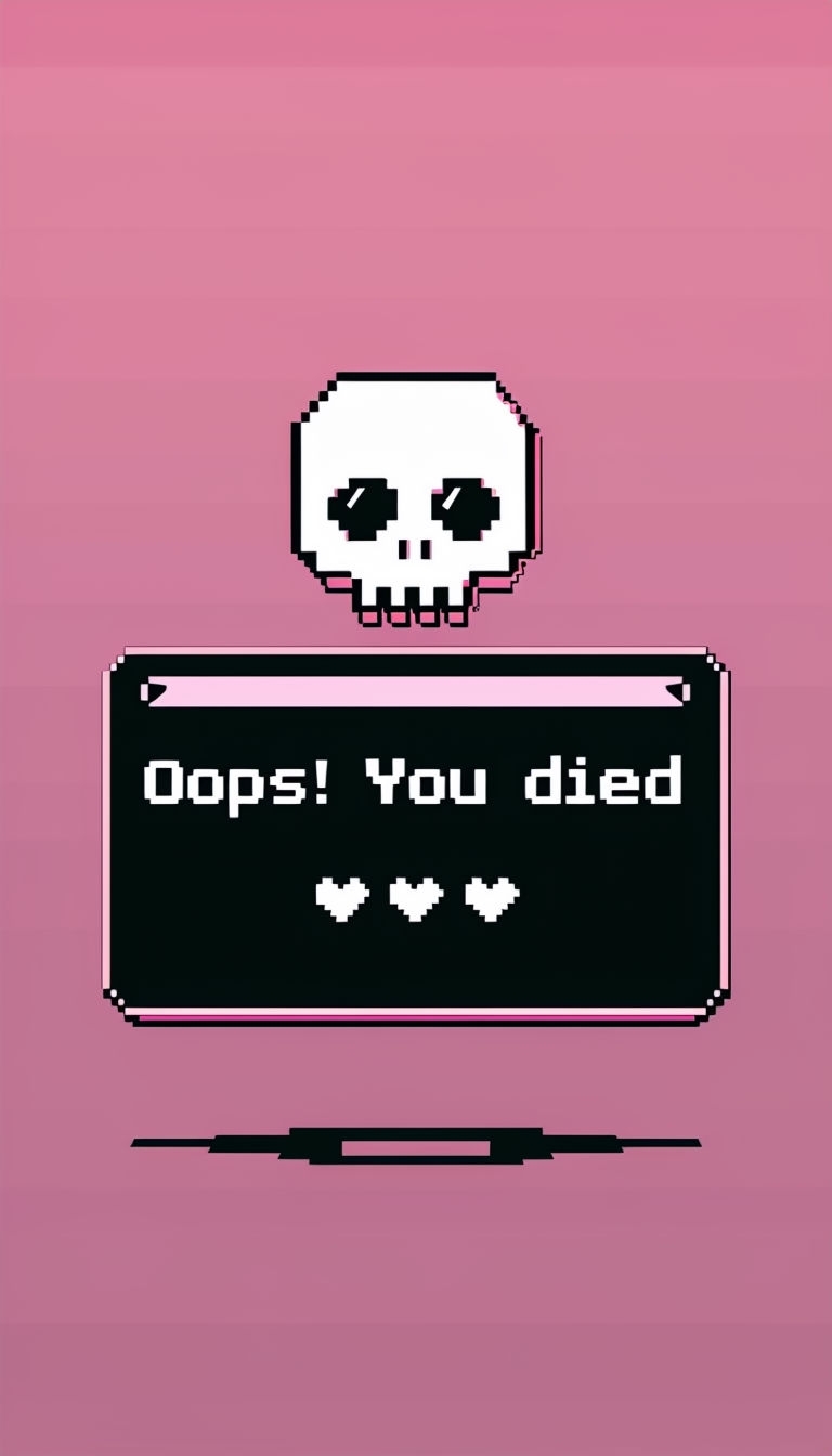 Retro 8-Bit Oops You Died Pixel Art Phone Case Cover