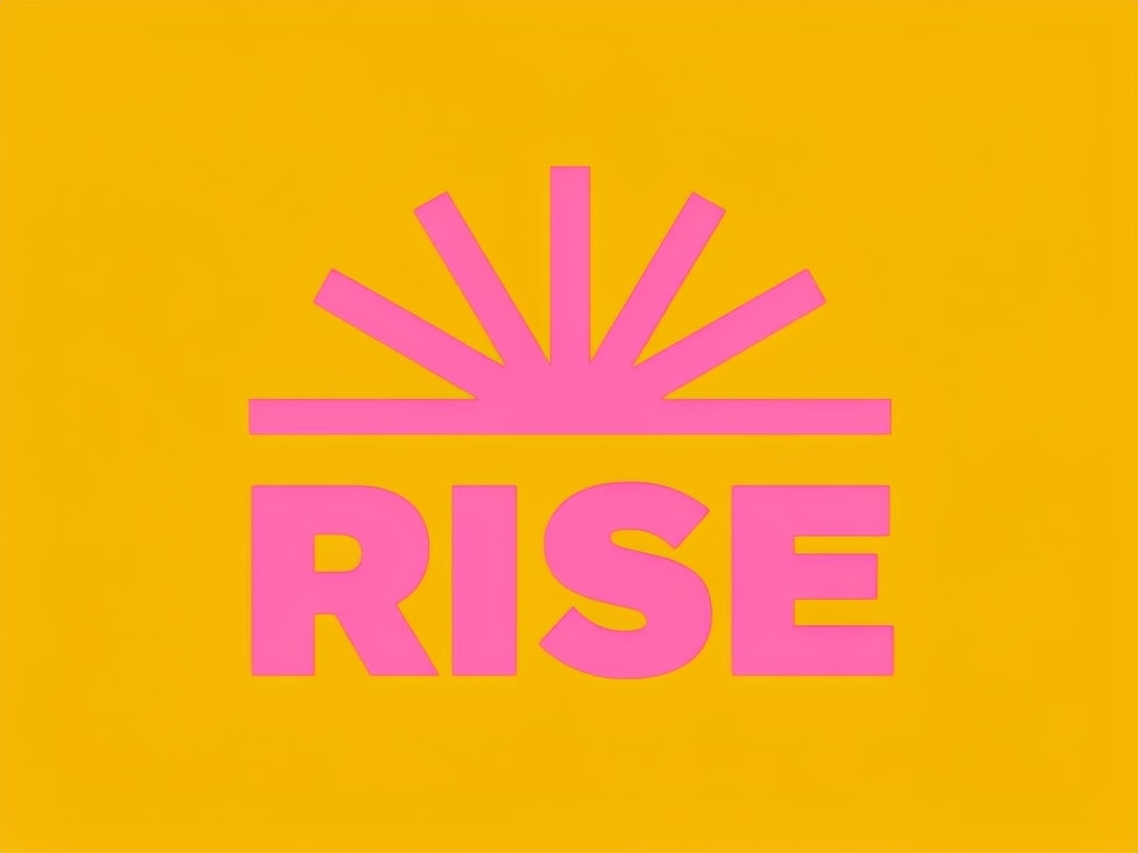 Bold RISE Logo with Sunburst Design on Golden Background T-shirt