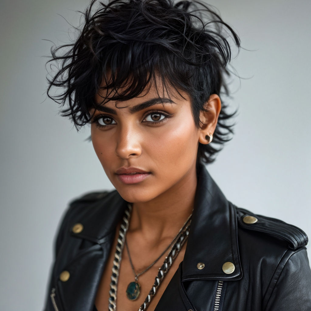 Indian girl with short boycut hair