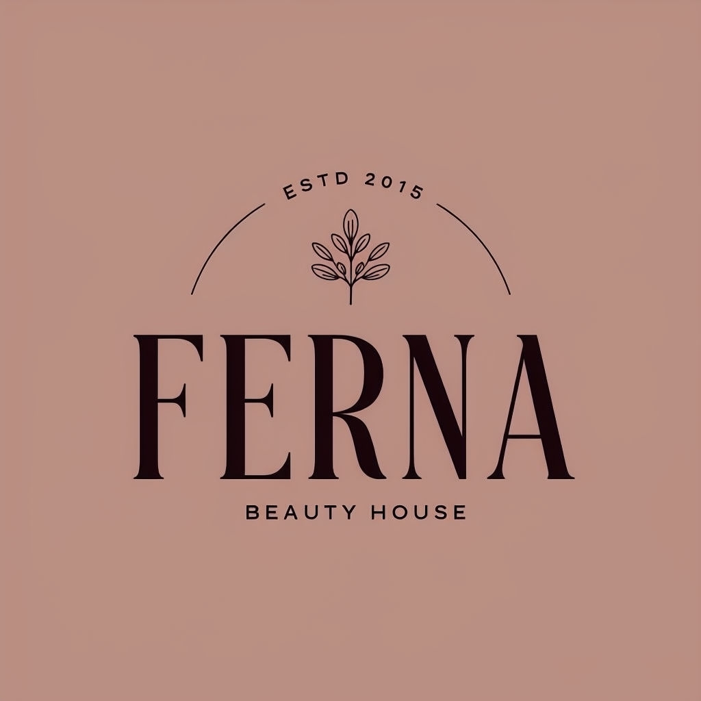 Minimalist Beauty House Logo Design with Botanical Emblem Logo