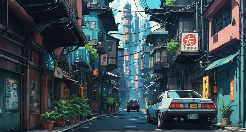 City design in the cyberpunk world Studio Ghibli style by 종현 - Playground