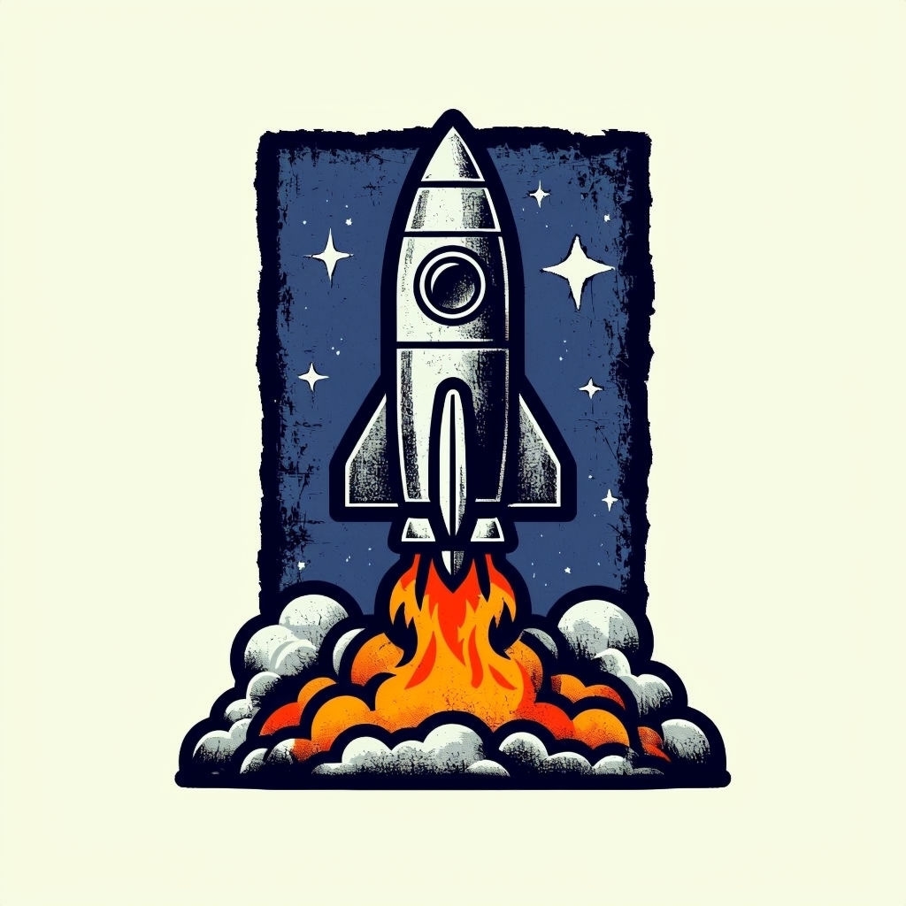 Bold Rocket Launch Adventure Illustration T-Shirt