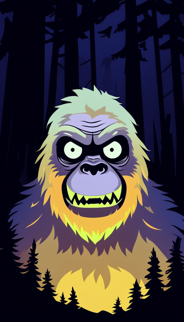 Eerie Cartoon Bigfoot Illustration with Sinister Grin Phone Case Cover