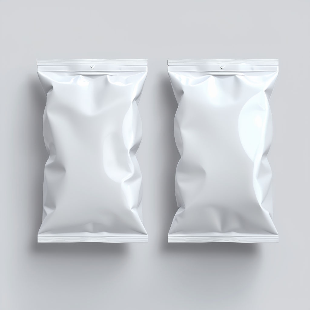 Minimalist 3D White Snack Bags Display Mockup