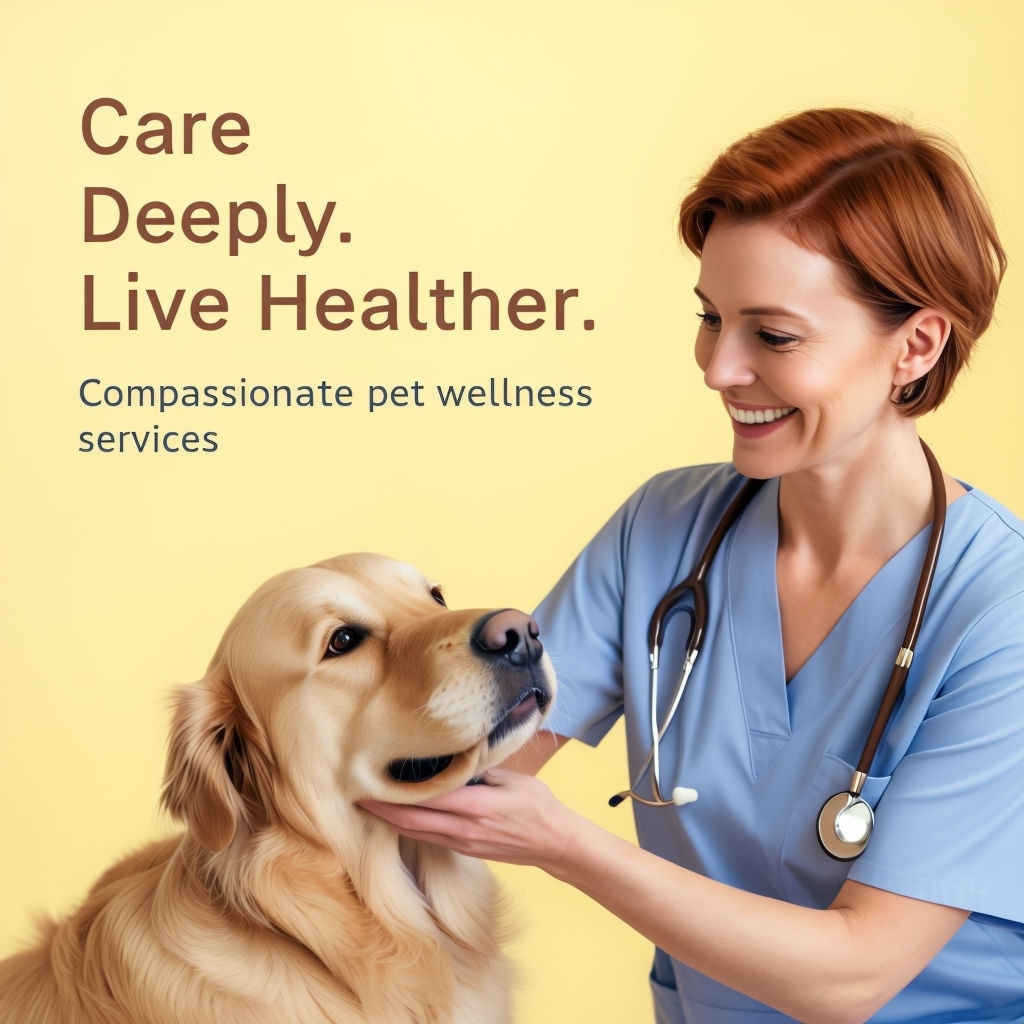 Friendly Veterinarian Caring for Golden Retriever Poster Ads